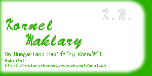 kornel maklary business card